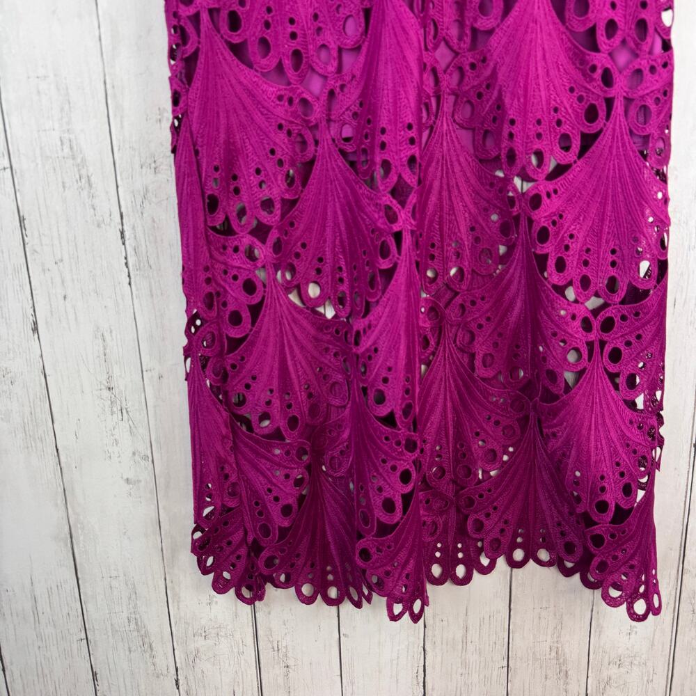 Adelyn Rae Berry Pink Purple Kinsley Puff Sleeve Lace Midi Dress Size X-Small - Picture 3 of 14